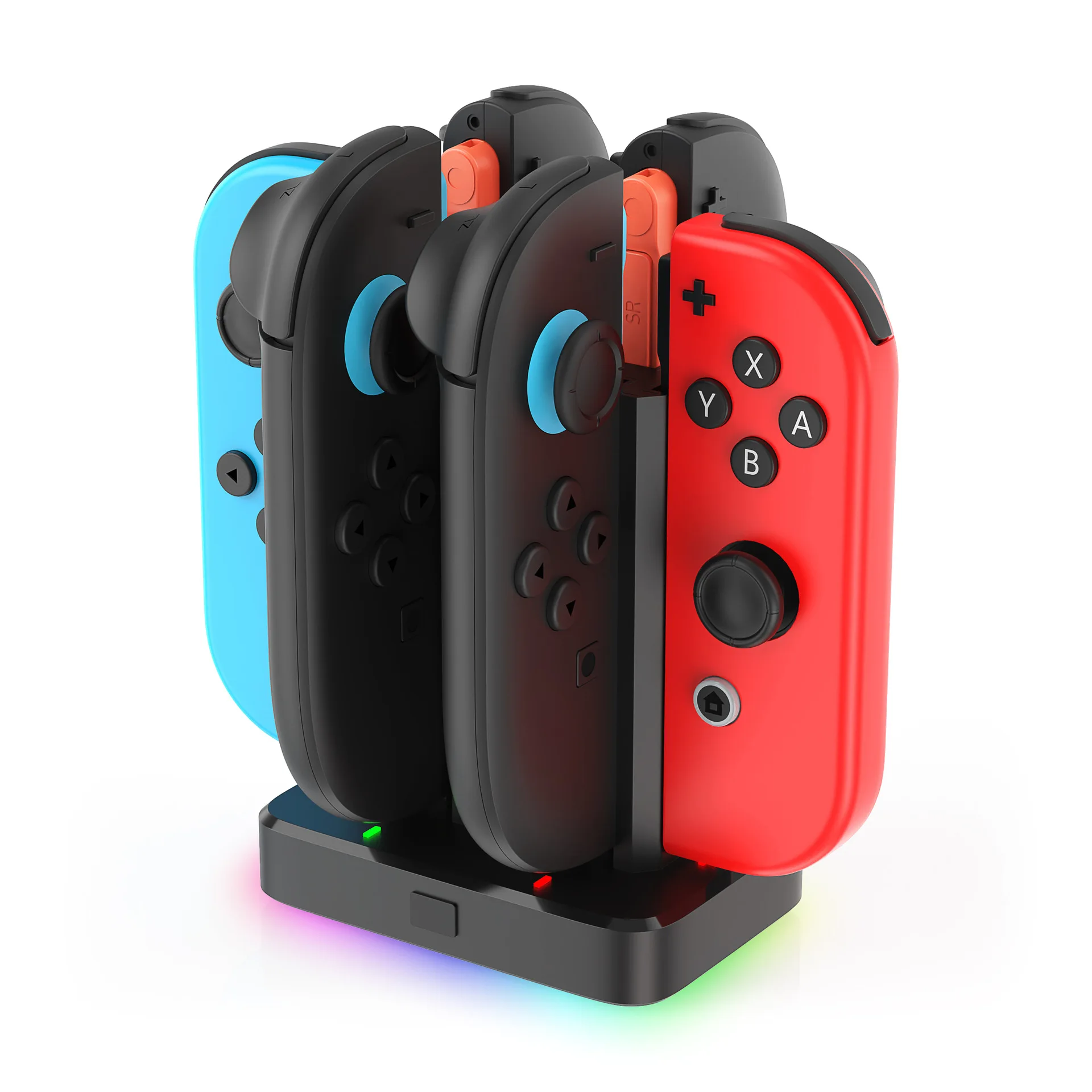 

Зарядная док-станция 6-в-1, совместимая с Nintendo Switch 1 и 2, для контроллеров Joy-Con и OLED-моделей, с RGB-подсветкой, кронштейн для контроллеров Switch 2