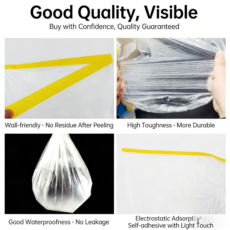 

3 шт. защитной пленки с предварительно нанесенной лентой для мебели в гостиной, пылезащитной пленки для покраски распылением, для покраски автомобилей