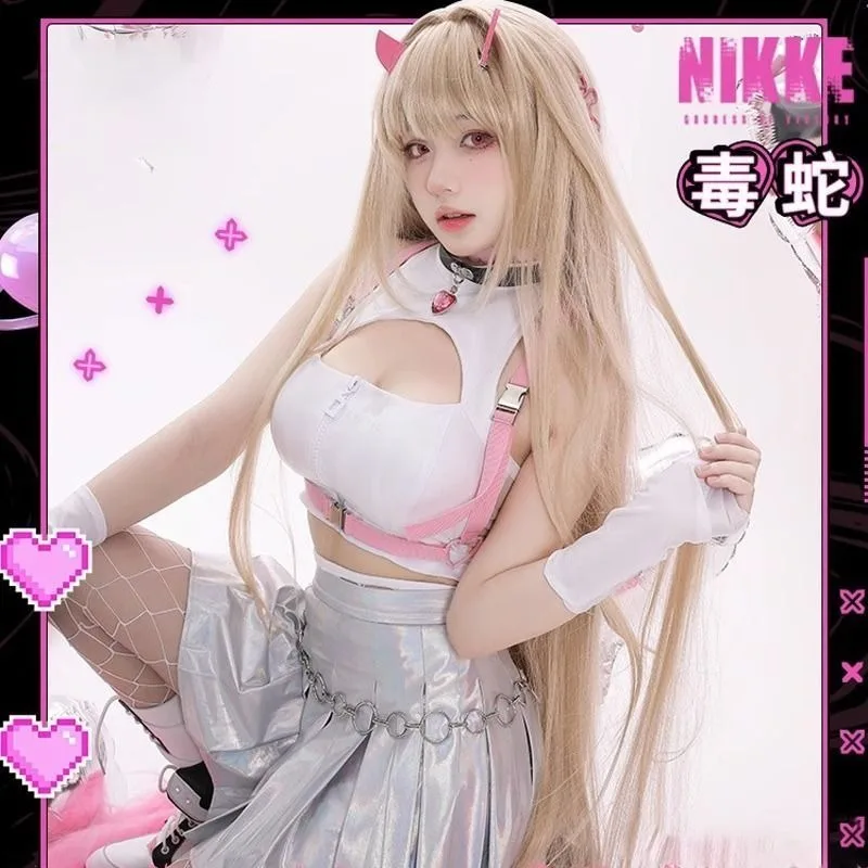 ANIMECC in Stock Nikke Viper Cosplay Costume Wig  Anime Game Goddess of Victory Cosplay Halloween Party Outfits for Women Girls