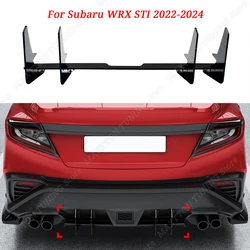 4 Fins Car Rear Bumper Diffuser For Subaru WRX STI Rear Splitters Spoiler Lip Bodykits Tuning ABS Gloss Black 2022 2023 2024