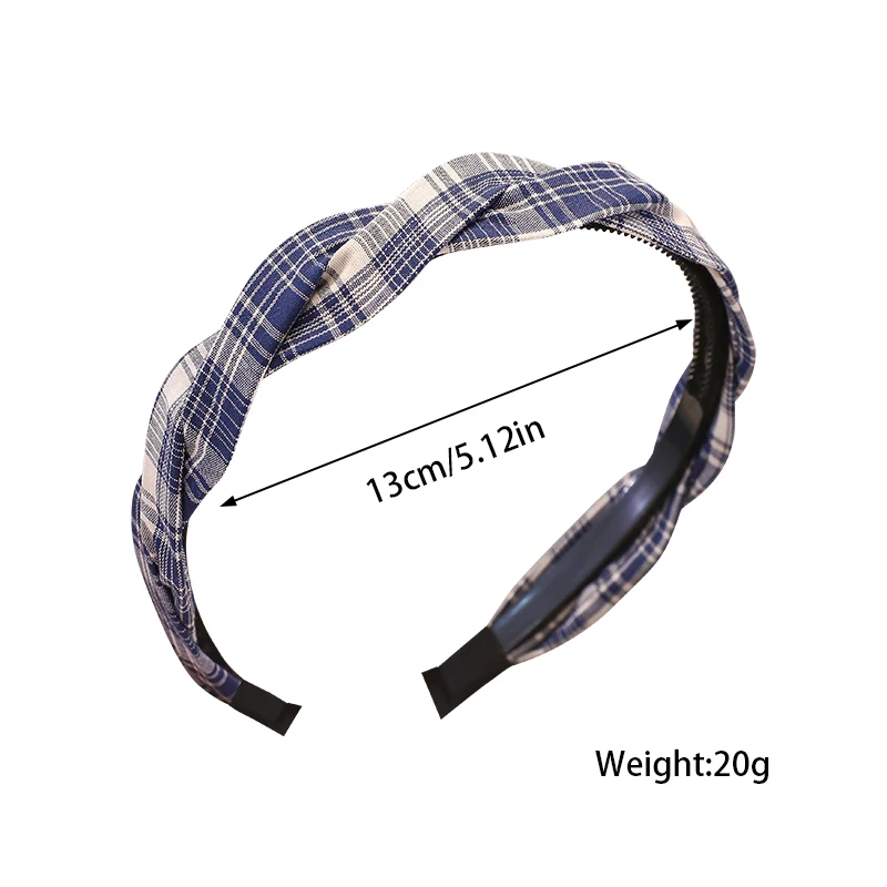 2026 New Preppy Style Gingham Braided Headband for Girls Blue Plaid Soft No Slip Hair Accessories for Toddler Kids Fashion Gift view 6