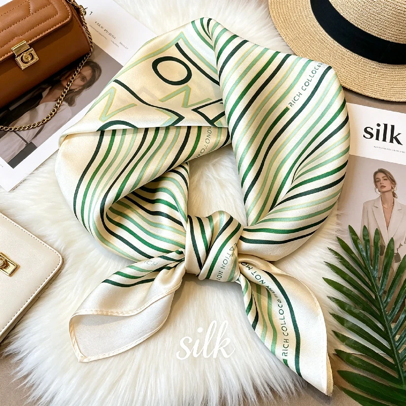 

Silk Street Printed Silk Scarf New Foreign Style Tied Bag Tied Hair Decorative Striped Silk Scarf Women's Small Silk Scarf