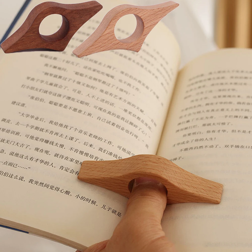 Soporte de Página de Libro de madera, soporte creativo para el pulgar, marcador de lectura para estudiantes, práctico expansor de libros, herramientas de ayuda de lectura rápida