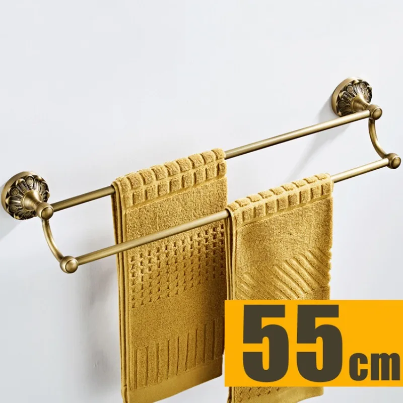 Towel Bar 55cm Length Embossed Round Chassis Antique Craftsmanship Bronze Embossed Brushed New Double Towel Bars