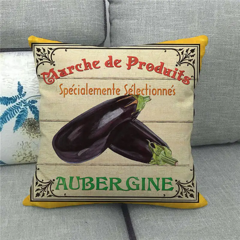 Retro fruit and vegetable farm oil painting Digital printing short plush pillow covers for sofa office cushion cover home goods