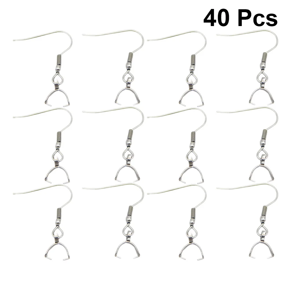 

40pcs Ear Hook Pendant Stainless Steel Silver Earrings For Women Chic Daily Wear Lightweight Durable Fashion Jewelry Accessory