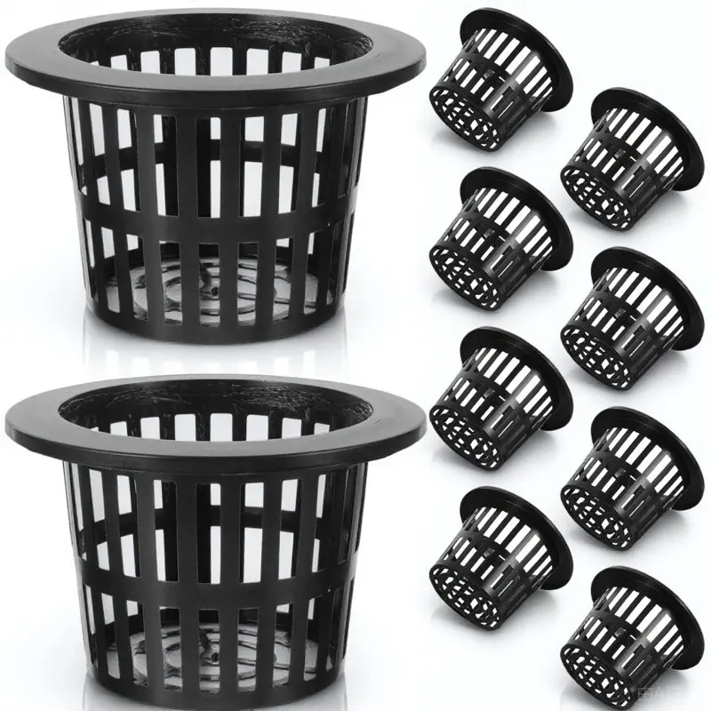 

10pcs Hydroponic Net Pots Water Culture Planting Basket Mesh Cup Reusable Plastic Growing Containers For Garden Aquatic Plants