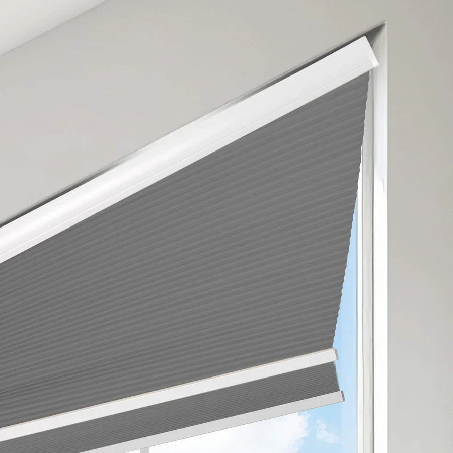 Hot Selling Smart Motorized 100%Blackout Battery Operated Irregular Honeycomb Blinds For Trapezoidal Window
