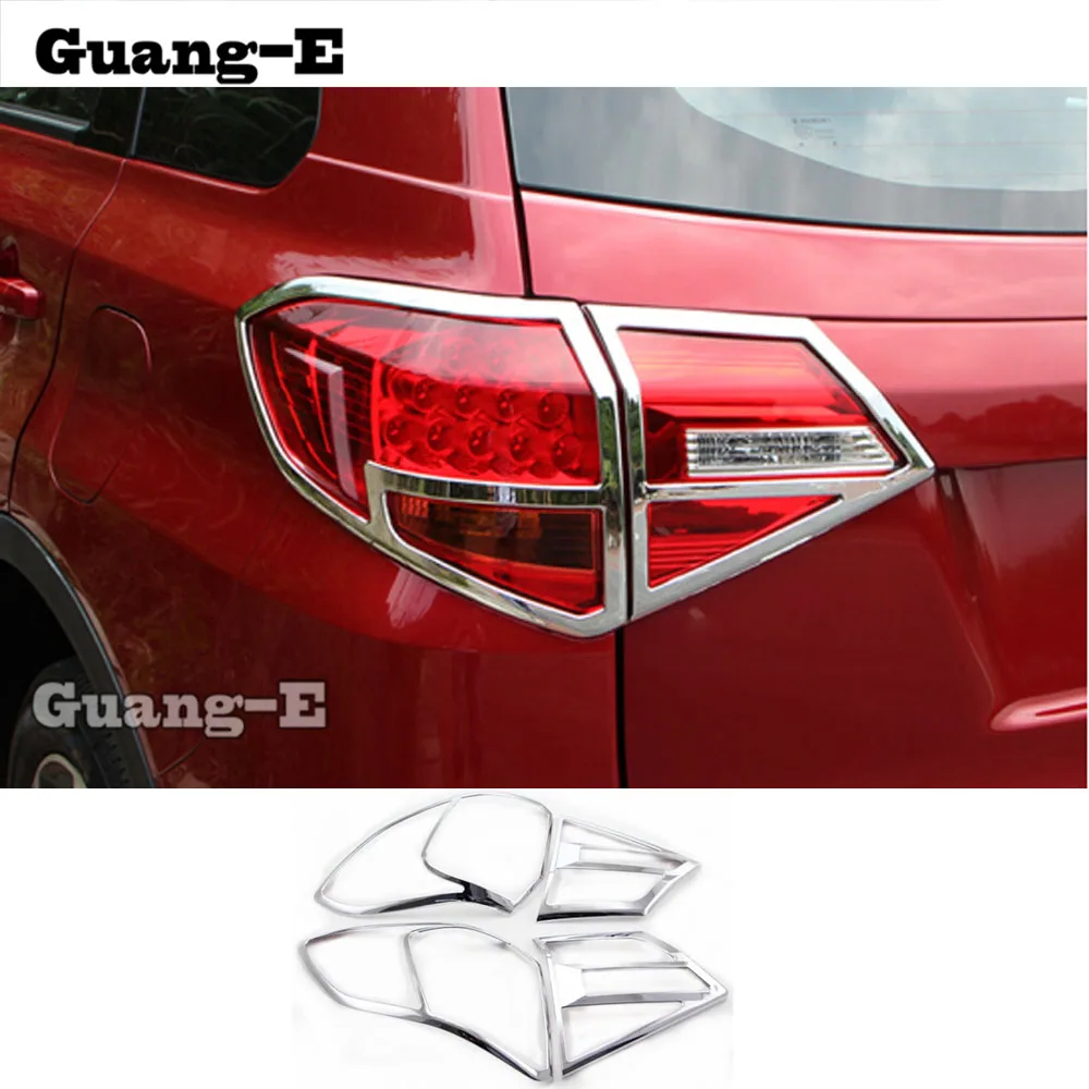

For Suzuki Vitara 2016 2017 2018 2019 Car Rear Tail Back Light Lamp Detector Frame Stick Chrome ABS Cover Trim Switch 4pcs