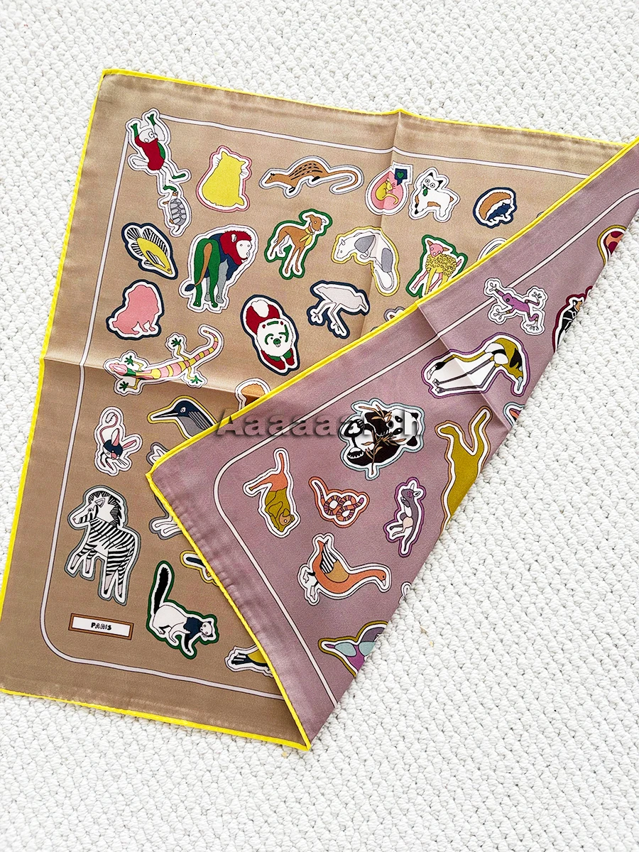 

Double Side Print Small Silk Scarf 53cm Women Hand-Rolled Shawls Luxury Designers Bag Belt Accessories Lady Christmas Gift
