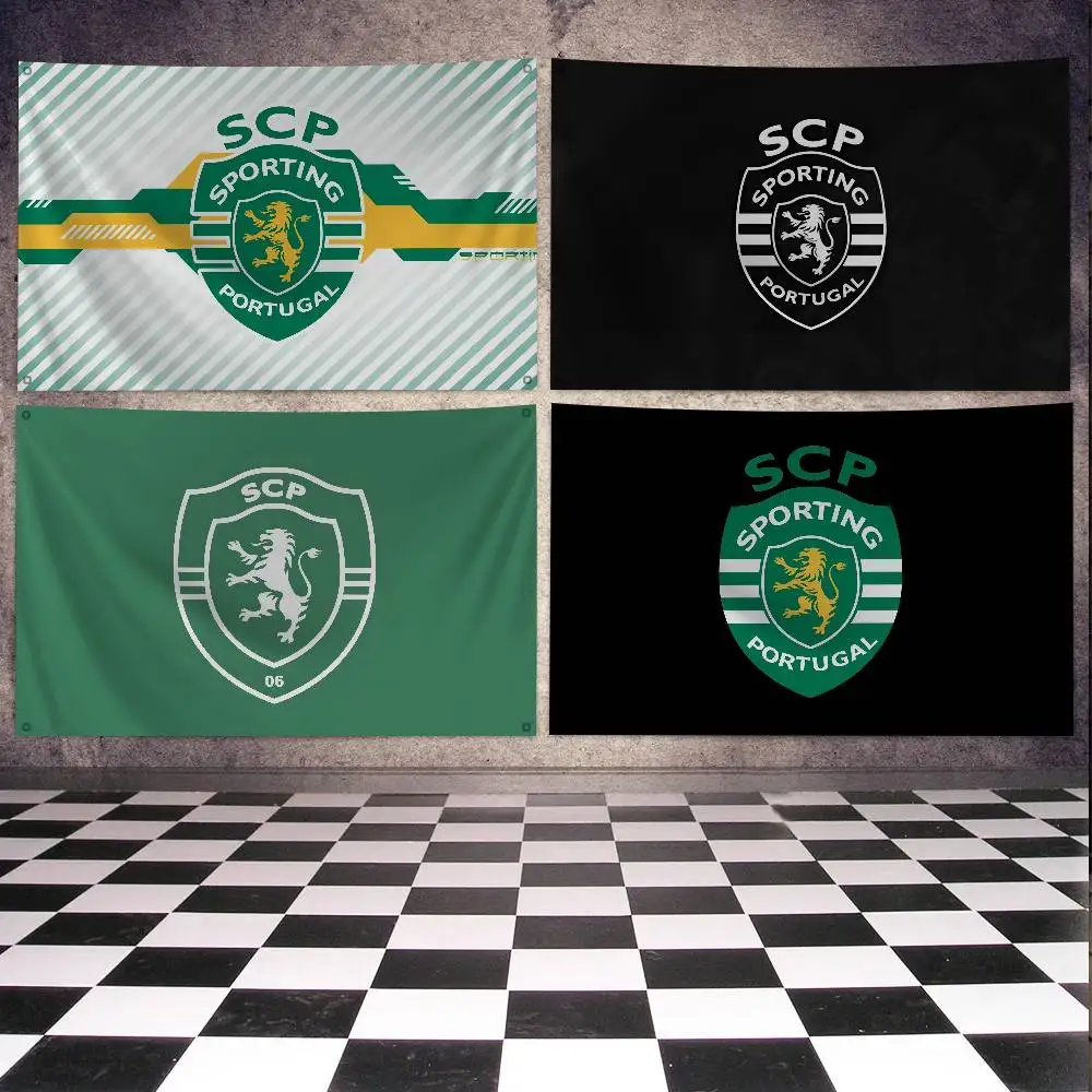 Cool S-Sporting Clube De Portugal SCP Flag Banners Four Hole Flag Polyester Outdoor Decor Room Aesthetic