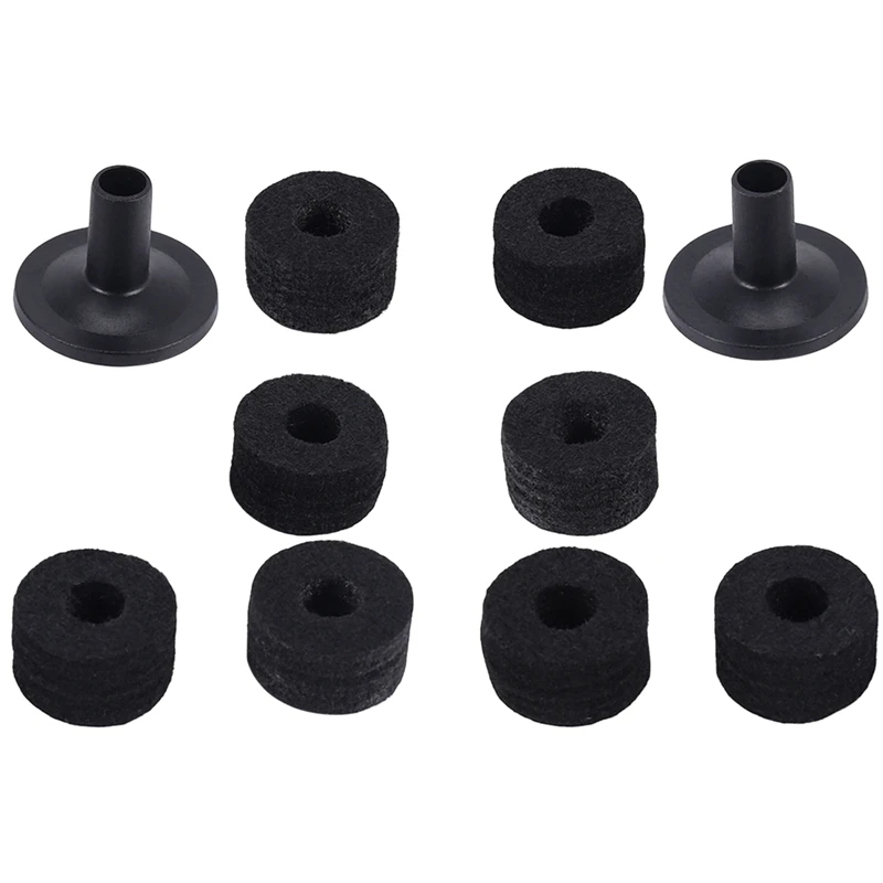 8PCS Cymbal Stand 25Mm Felt Washer + 2PCS Cymbal Sleeves Replacement For Shelf Drum Kit