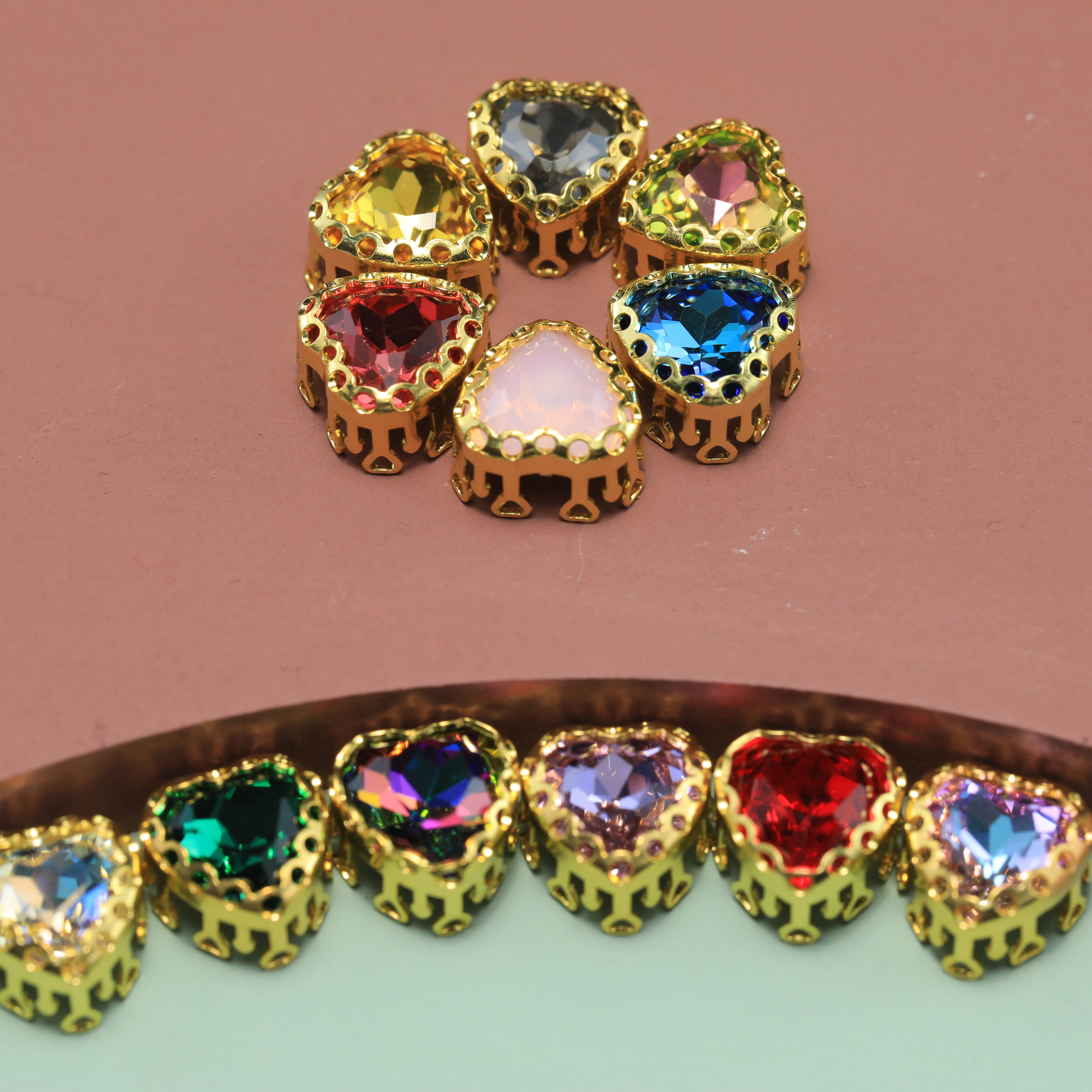 Spitze Maxi-Herz-Strasssteine mit Krallenfassung für DIY-Schmuck, Nagelkunst und Bastelbedarf – Detail 3