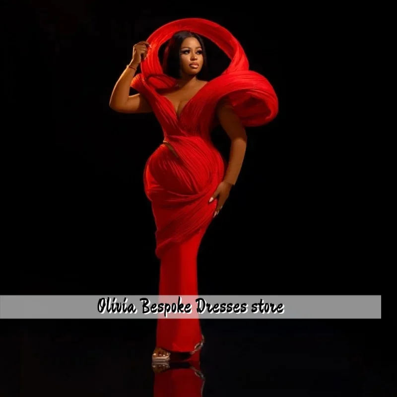 여성을위한 매력적인 레드 3D 럭셔리 이브닝 드레스 긴 인어 댄스 파티 드레스 공식 행사 웨딩 파티 드레스 맞춤형