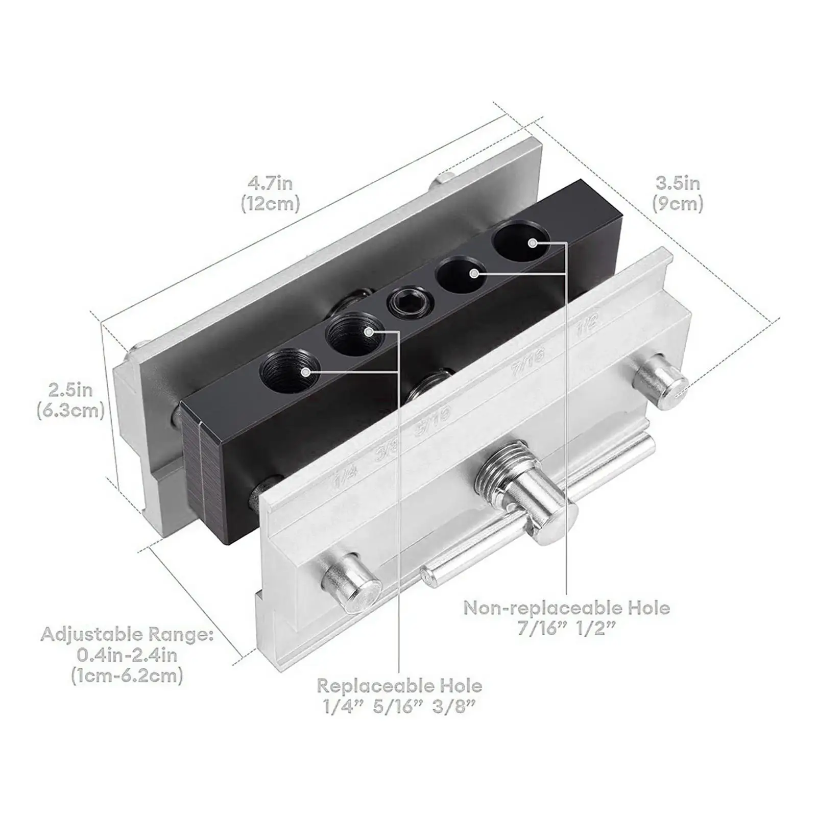 Self Centering Dowel Jig Hole Drilling Guide Drilling Guide Bushings Set for Cabinets Furniture Desks Woodworking DIY Project