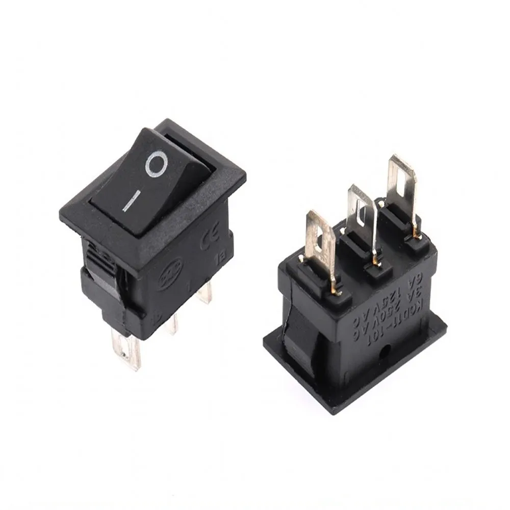 100 Pcs 10X15mm Snap-in Push Button Switch 3 Pin 3A/250V Mini SPST KCD11 2/3 Position Boat Rocker Power Switche on/Off ON-OFF-ON