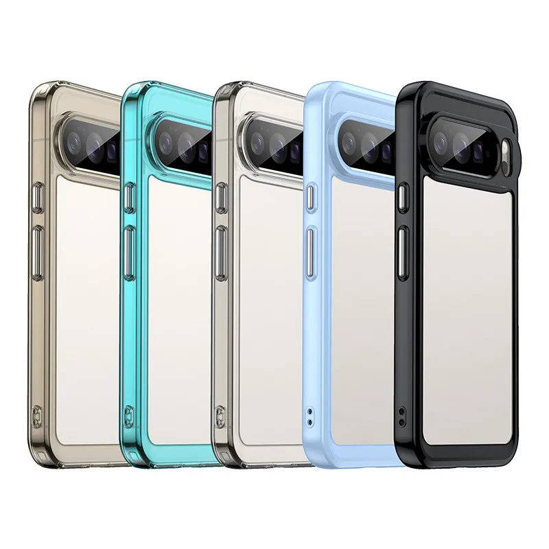 Für Google Pixel 10 Pro XL, stoßfester Silikon-TPU-Stoßfänger mit transparenter harter PC-Abdeckung, Stoßstange für Google Pixel 9A 8A 9 Pro XL 5G
