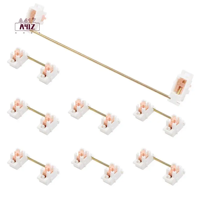 A41Z-Gold Plated Plate Mounted Stabilizer For Custom Mechanical Keyboard 2U 6.25U (White Pink)