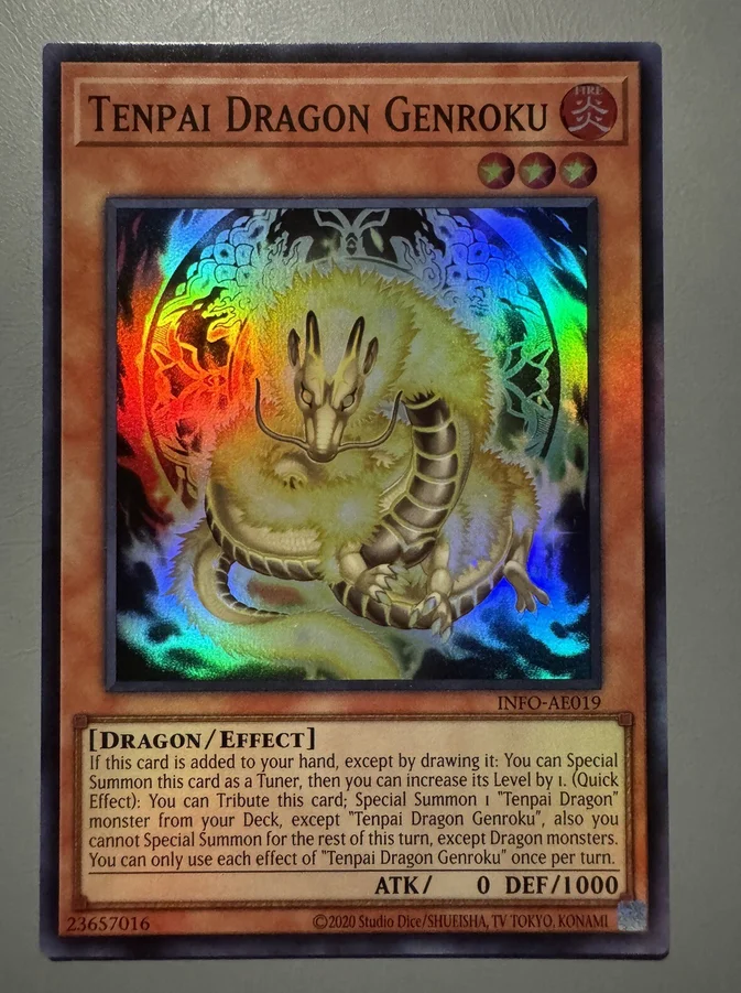 Yugioh KONAMI Duel Monsters INFO-AE019 Tenpai Dragon Genroku Super Asian English Collection Mint Card