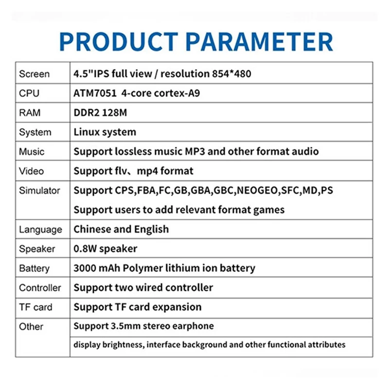 X39pro Retro Video Game Console 64GB 4.5 Inch Screen Support 2-Player Games Handheld Gamepad Children Gifts Easy Install B