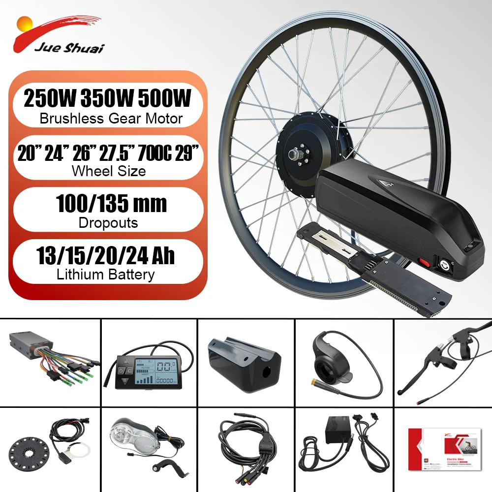 Electric Bike Kit with Battery Hailong 36V 15/16Ah Front Rear Hub Motor 250W 350W 500W Silver BAFANG Ebike Kit