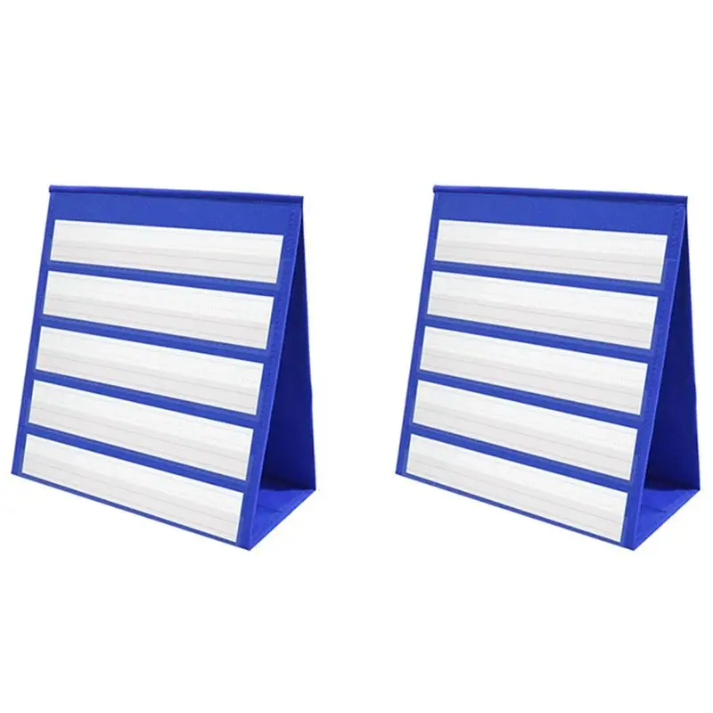 2x-desktop-pocket-chart-double-sided-and-self-standing-mini-pocket-chart-stand-for-individual-or-small-group-43x-33cm