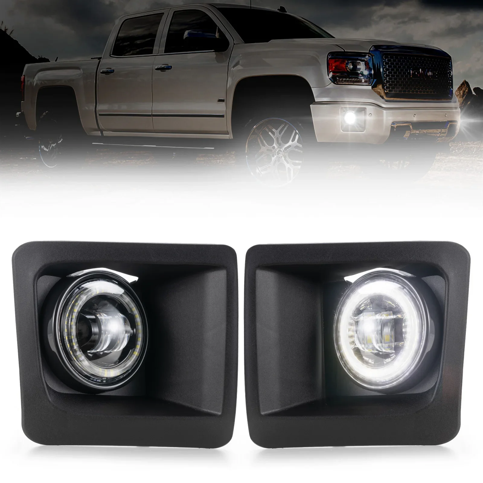 High Brightness LED Angel Eye Fog Light Bulb for 14-15 GMC Sierra 1500