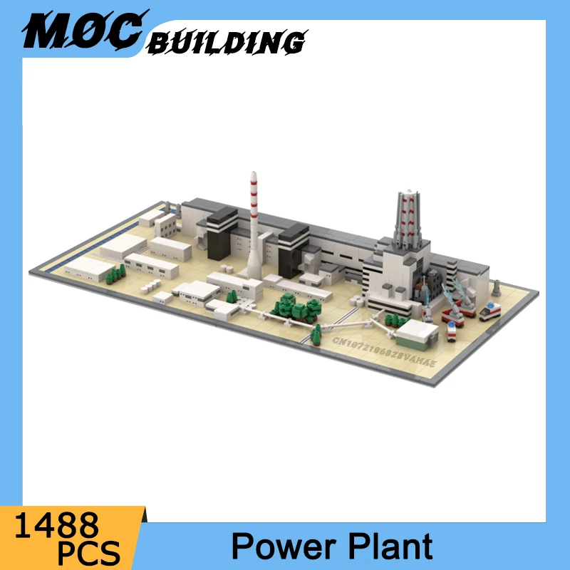 

MOC Building Blocks Street View Series Model Power Plant Architecture DIY Assemble Bricks Collection Display Creative Toys Gifts