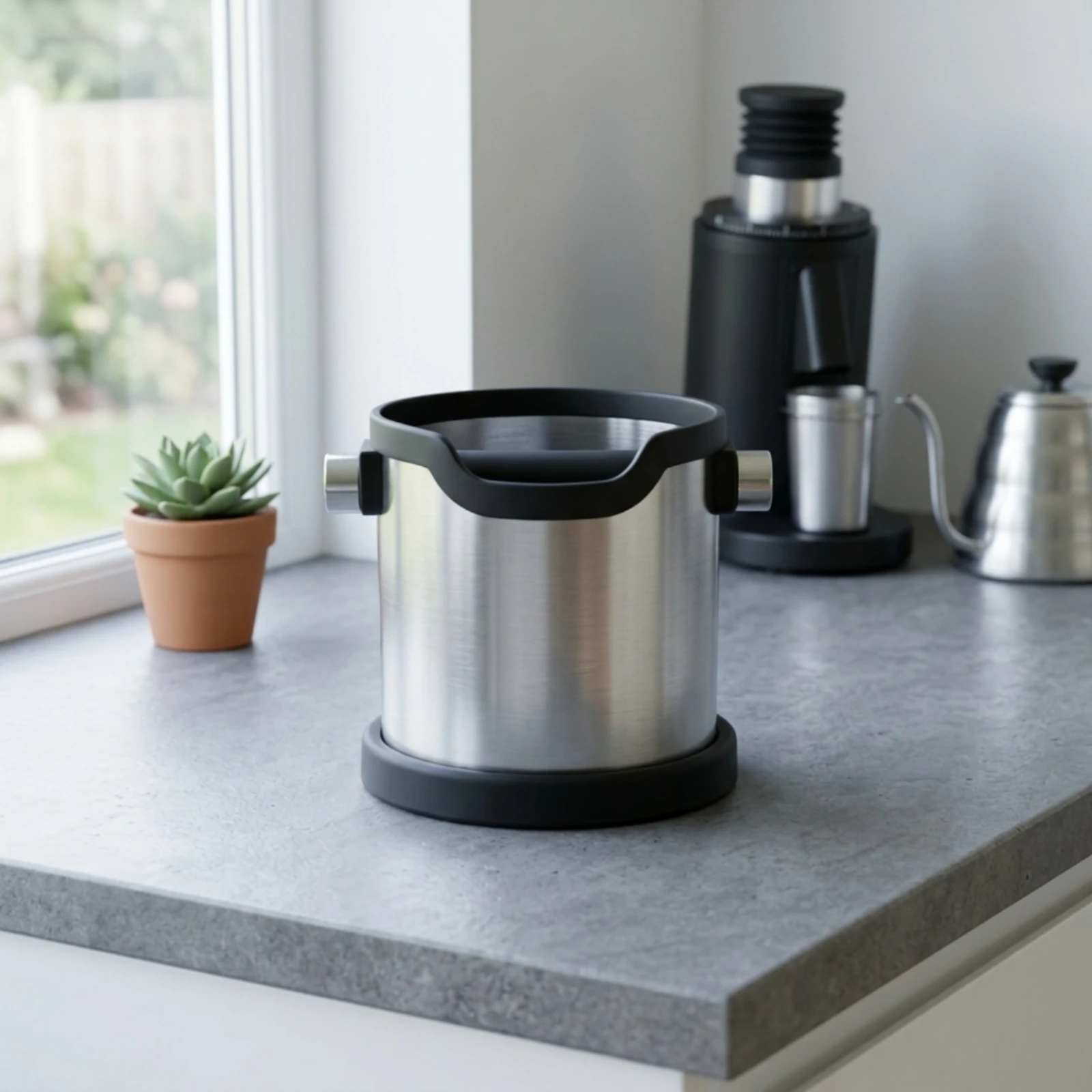 Espresso Knock Box Sturdy Duty Coffee Knock Box Espresso Grounds Container Non-Slip Base Coffee Puck Disposal Bin Removable Bar view 5
