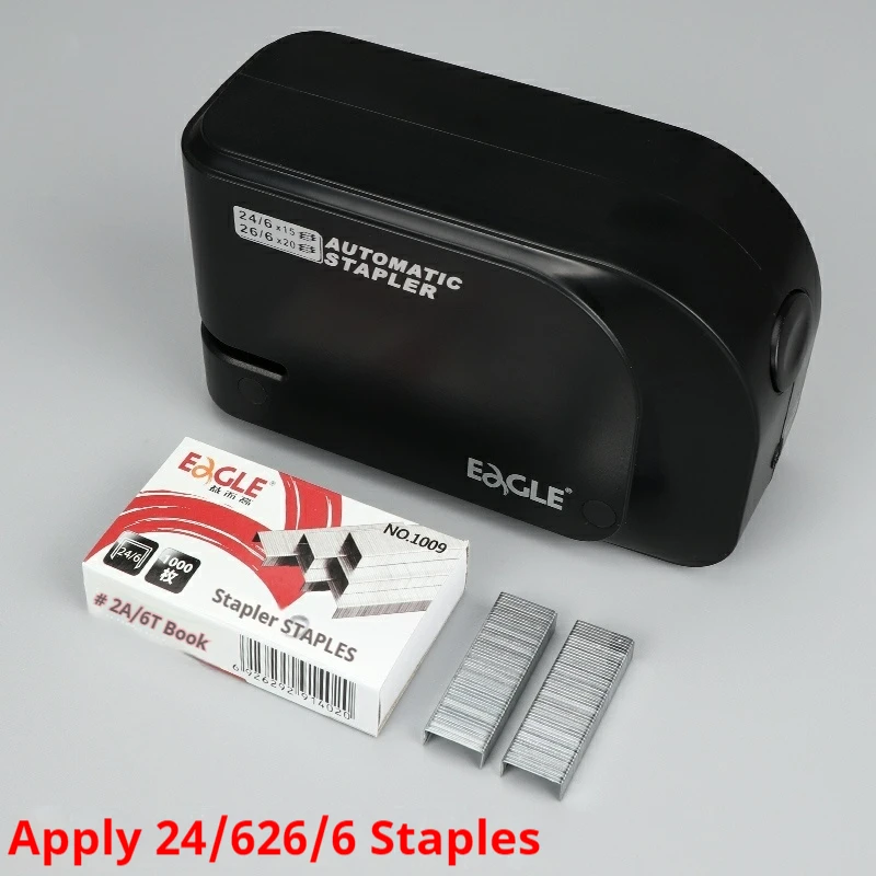 Supply Office School Binding Automatic Electric Stapler with Free 1 Box Staples 20-Sheet Capacity70g Paper Dual Power