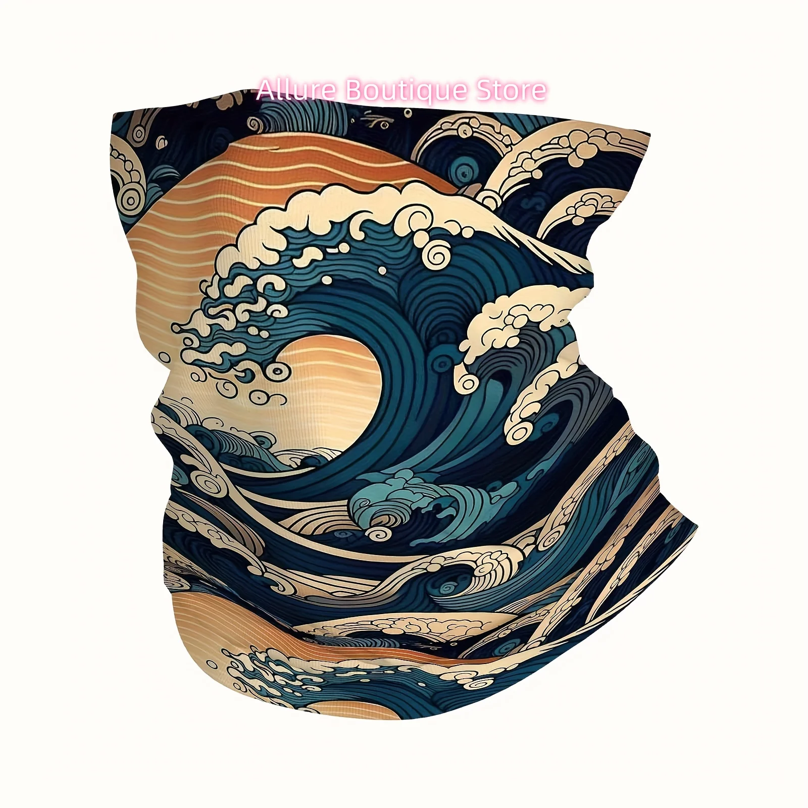 Great Wave, Japanese Art, Sunset Craft Print Scarf, Multi Functional Mask and Neck Mask, Suitable for Outdoor and Unisex Headsca