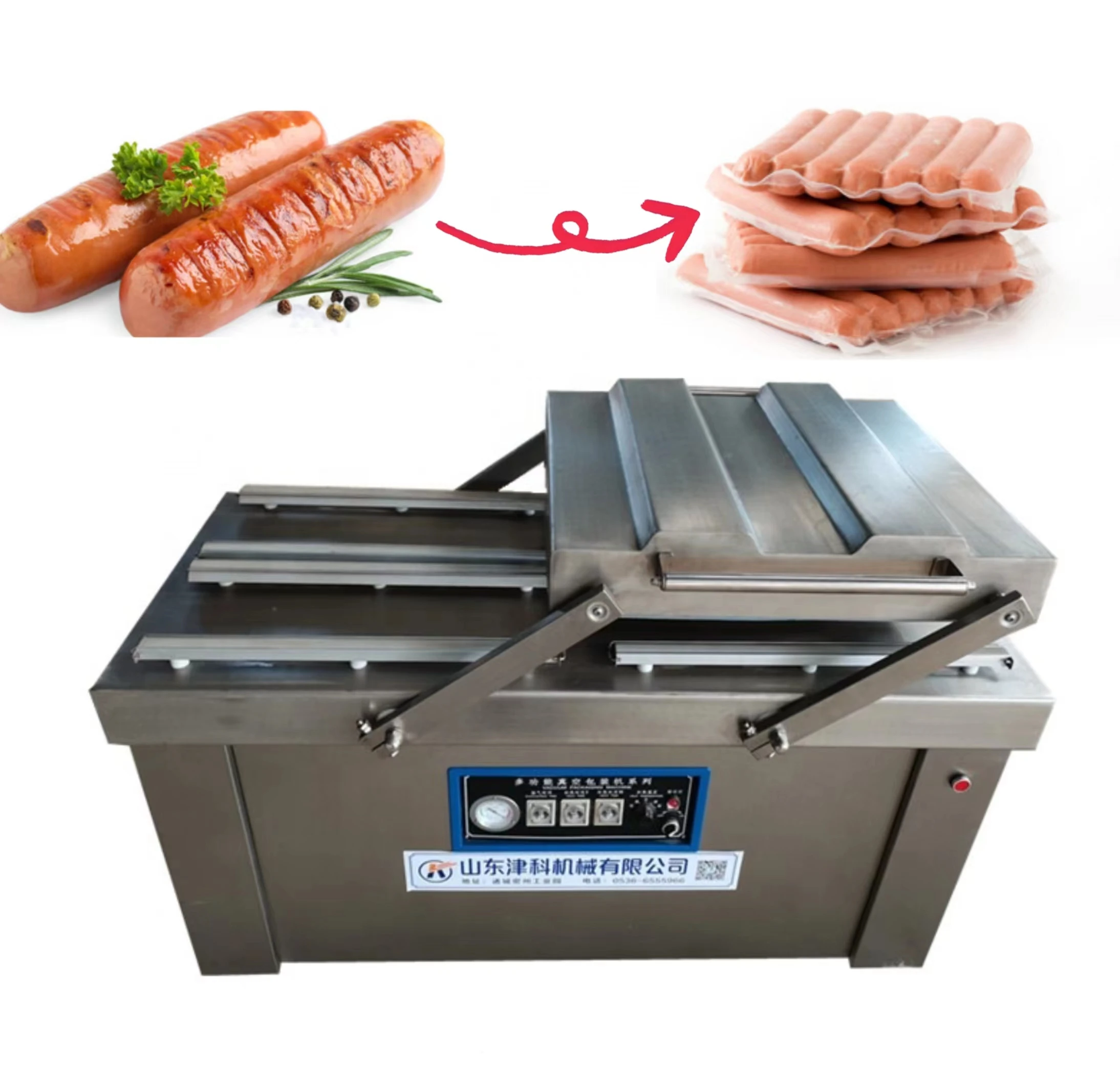 

Double Chamber Packer With Fish Steak Beef Vacuum Packaging Machine Vacuum Sealer/Double Room Steak Vacuum Package Machine