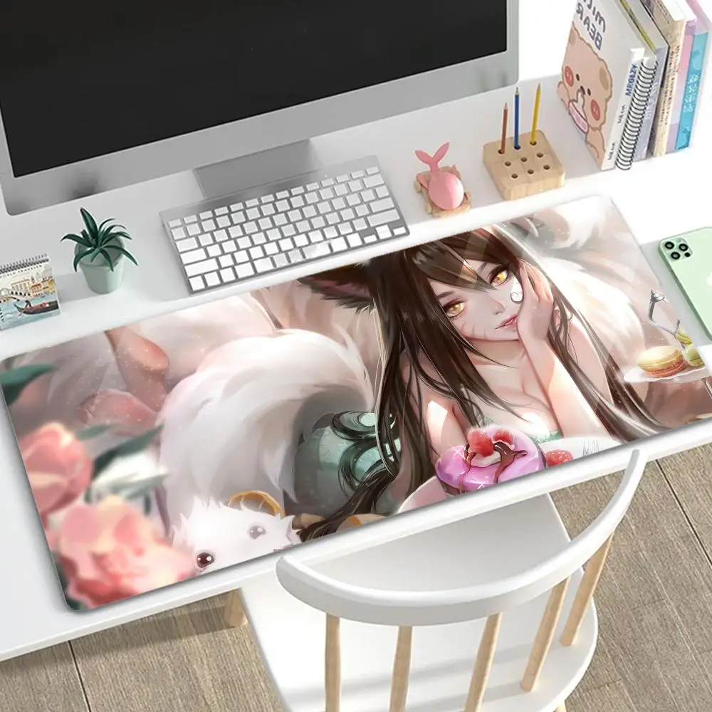 League of Legends Ahri Mouse Pad Mouse Pad Large Gaming Big Mouse Mat Computer Cheap Locking Edge MousePad 90x40cm Keyboard Desk