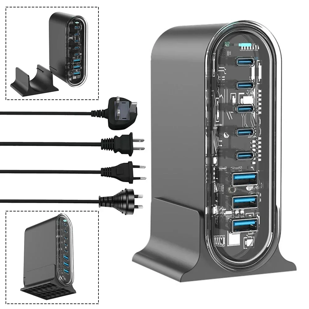 268W Gallium Nitride Charger PD100W Multi Functional Desktop Charger 8-port USB C Multi Functional Charger Mobile Phone Parts