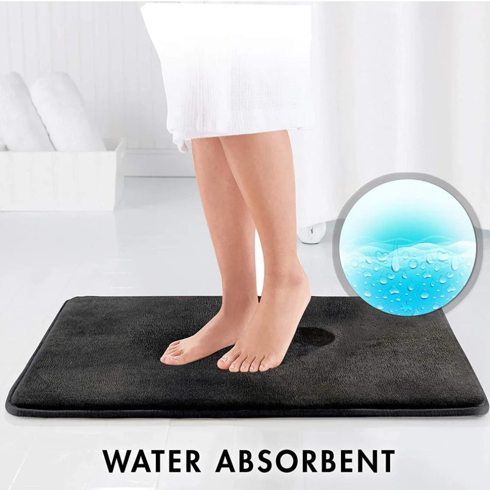 Home Bath Mat Bath Rug Non-slip Bathroom Carpet Washable Soft Coral Fleece Memory Foam Rug Mat Kitchen Toilet Floor Home Decor