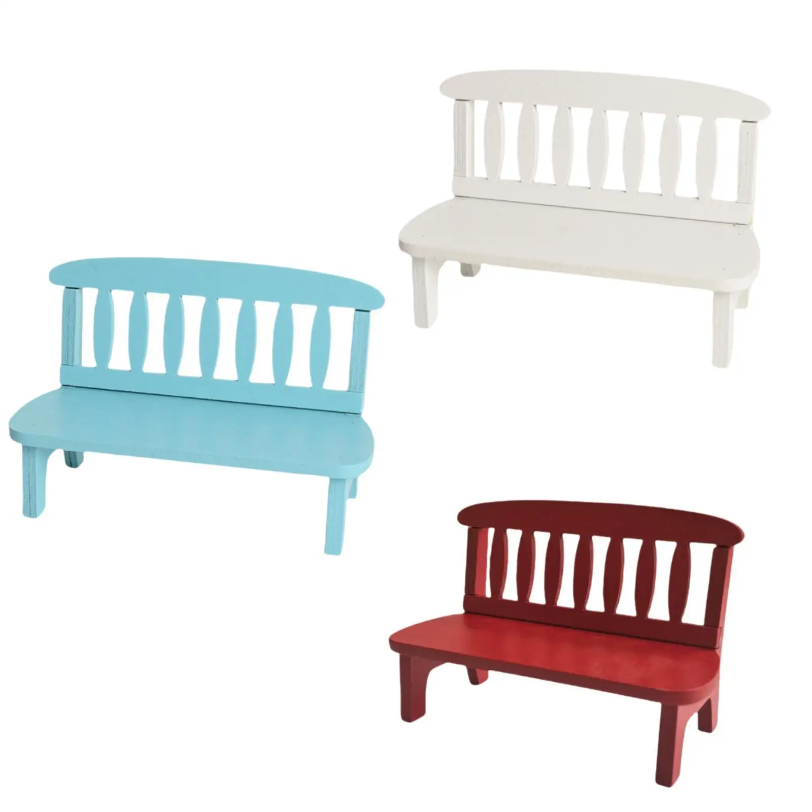 Mini-Puppenhausbank aus Holz, Miniaturbank für Puppenhäuser, Mittelstück, Doppelstuhl