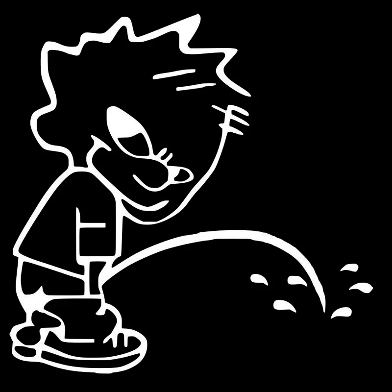 Personality Funny Pee Boy Car Decal Funny Car Sticker Decorative Cover Scratch Sunscreen Pvc Black/white