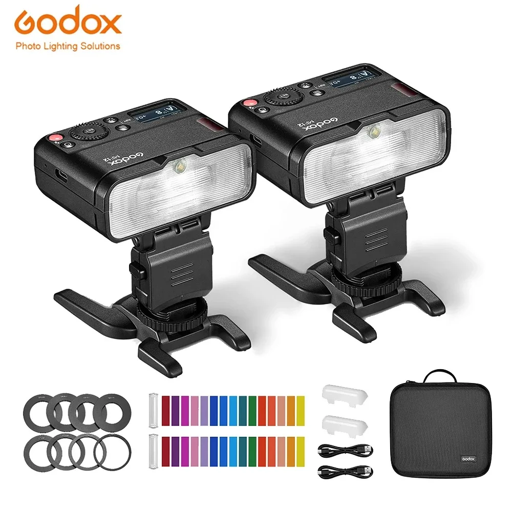 

Godox MF12-K2 Macro Flash 2 Light Kit Mini Speedlite built-in Godox X System TTL Flash + Color Filter Diffuser for Macro Shots