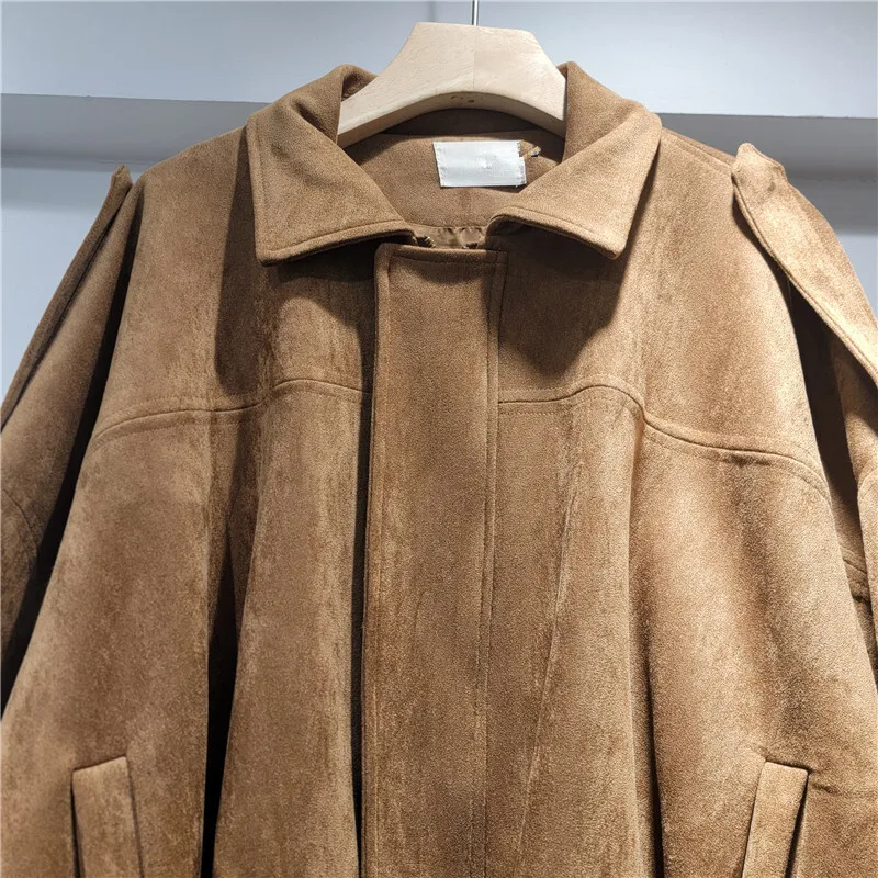 WTHT Fashion Women's Leather Zipper Pockets Casual Coats Trendy Turn Down Collar Long Sleeves Jackets Female 2025 Autumn 1LS2366