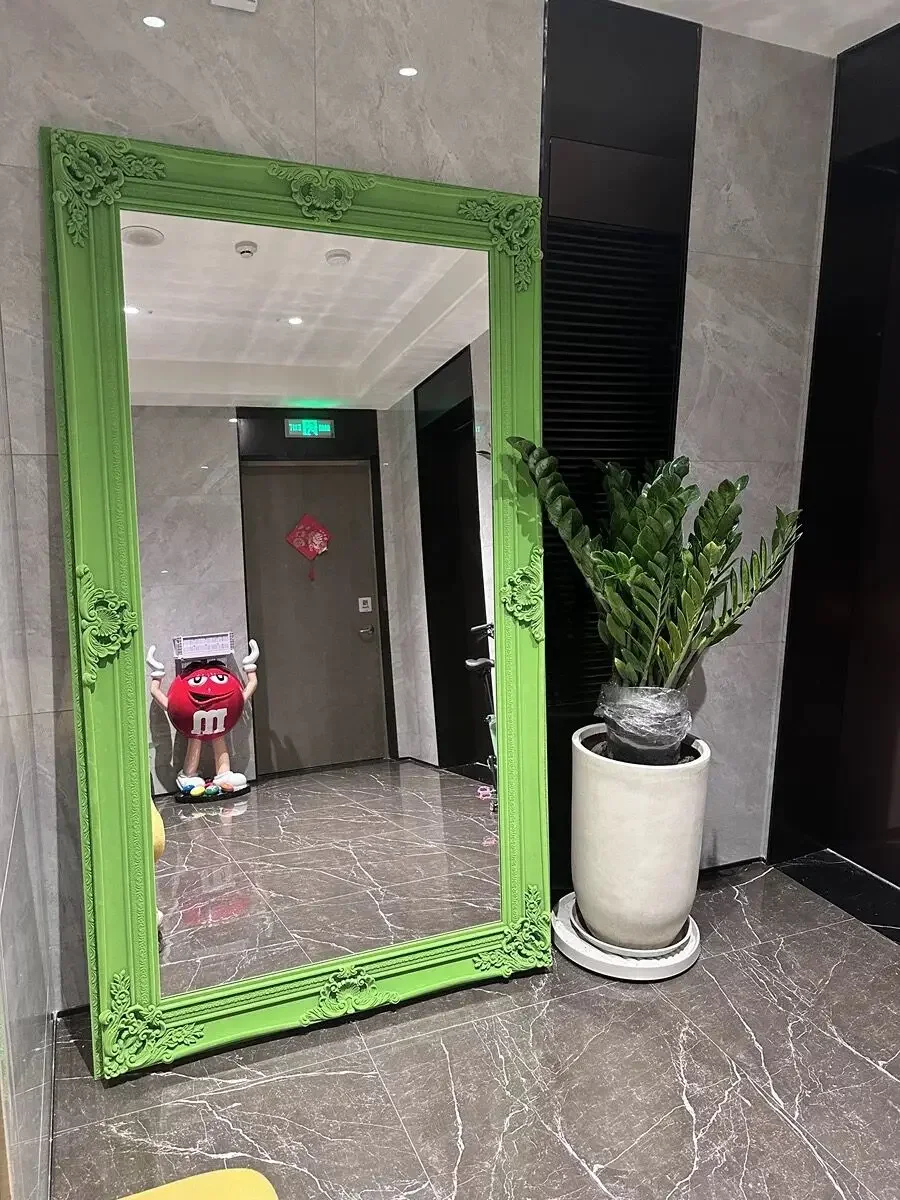 Full-length mirror Floor-to-ceiling full-length mirror Women's clothing store Home fitting mirror French retro high-end