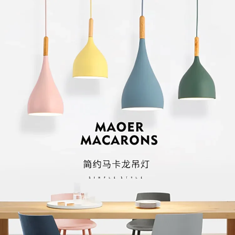 Luces colgantes pequeñas para mesita de noche, candelabro de aluminio de Color Macaron, estilo nórdico posmoderno con personalidad para restaurante y Bar, novedad creativa