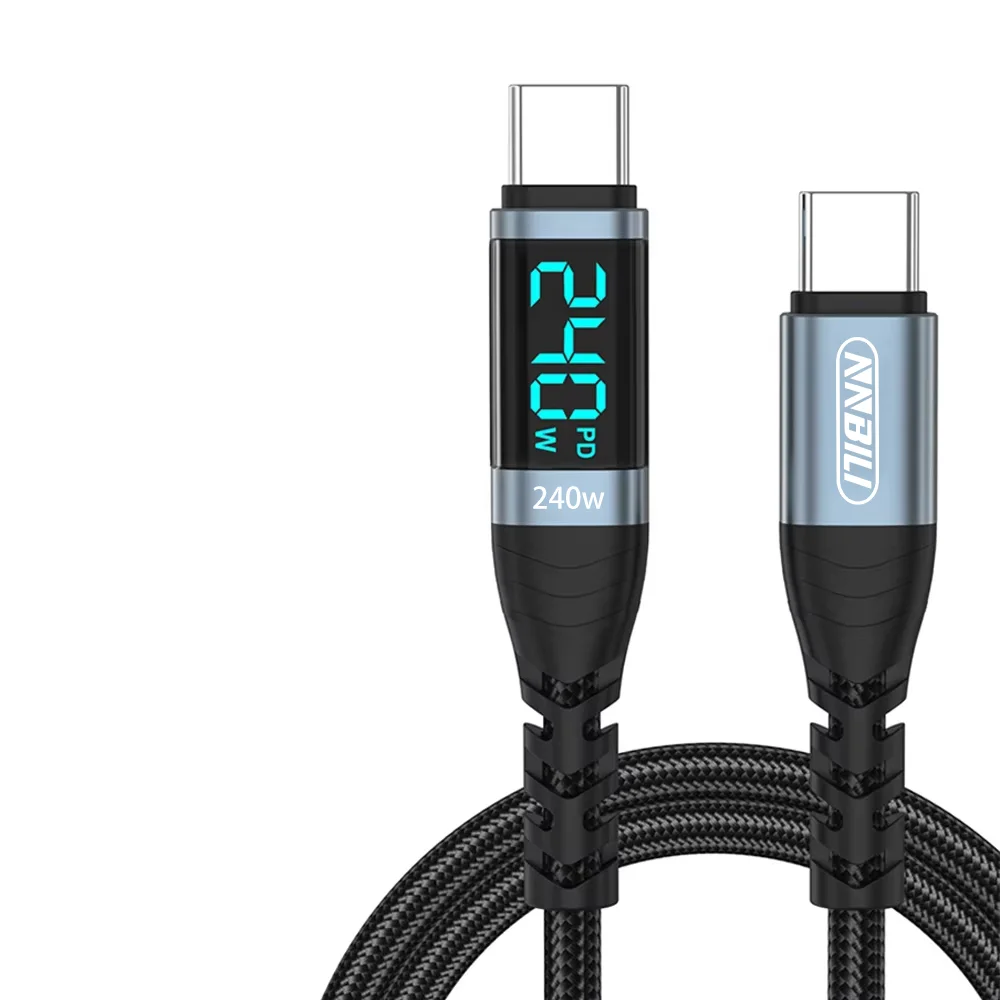 NNBILI 240W Digital-Display-Kabel Typ C zu Typ C Schnellladekabel USB-C Datenkabel für iPhone 18 17 Pro Huawei Samsung S26