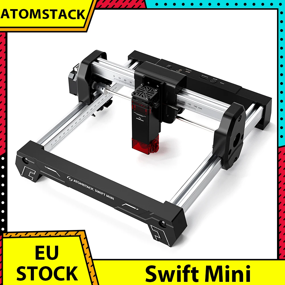 Graveur laser ATOMSTACK Swift Mini 3W, point laser de 0,04 mm, vitesse de 10 000 mm/min, IA pour conversion texte en image, gravure multi-matériaux, artisanat DIY
