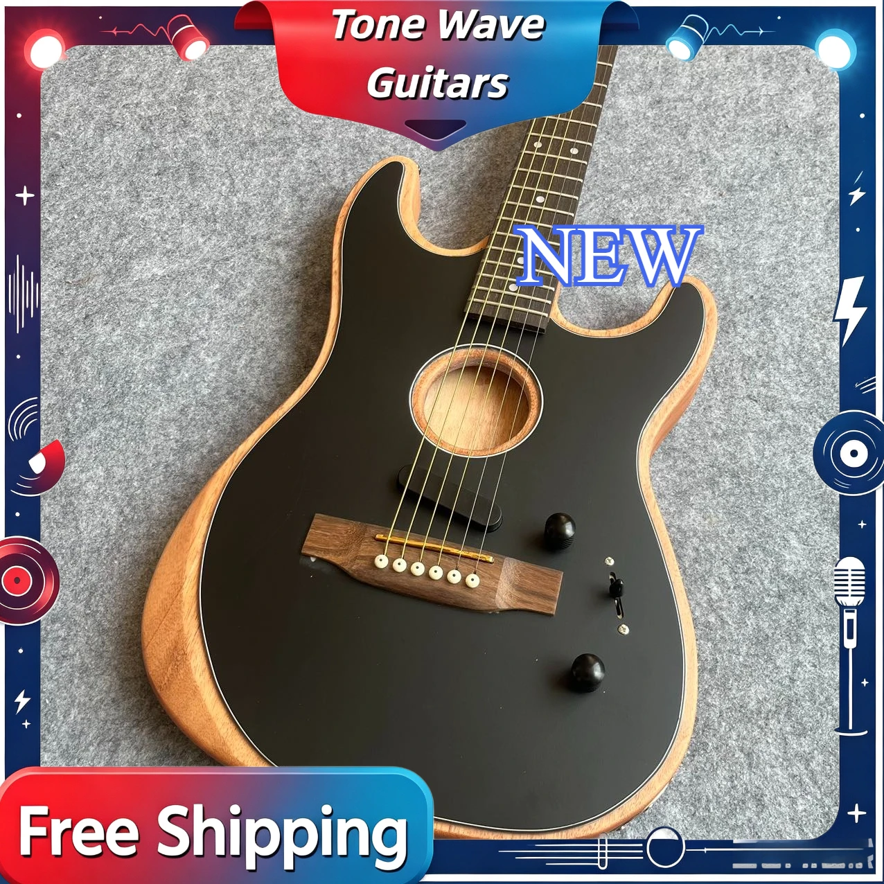 STR Style Acoustic Electric Guitar Rosewood Fingerboard Sound Hole Design Plug in Acoustic Advanced Musician Fingerstyle