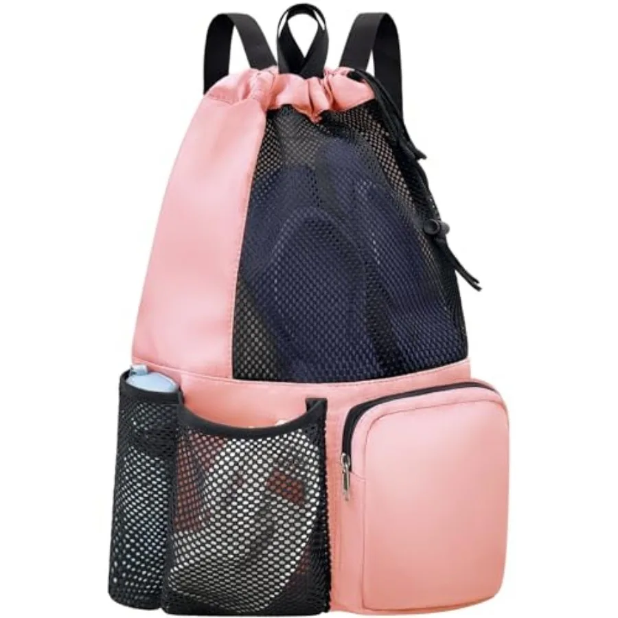 

Swim Bag Mesh Beach Drawstring Backpack with Wet Pocket Waterproof for Gym Workout Men Women