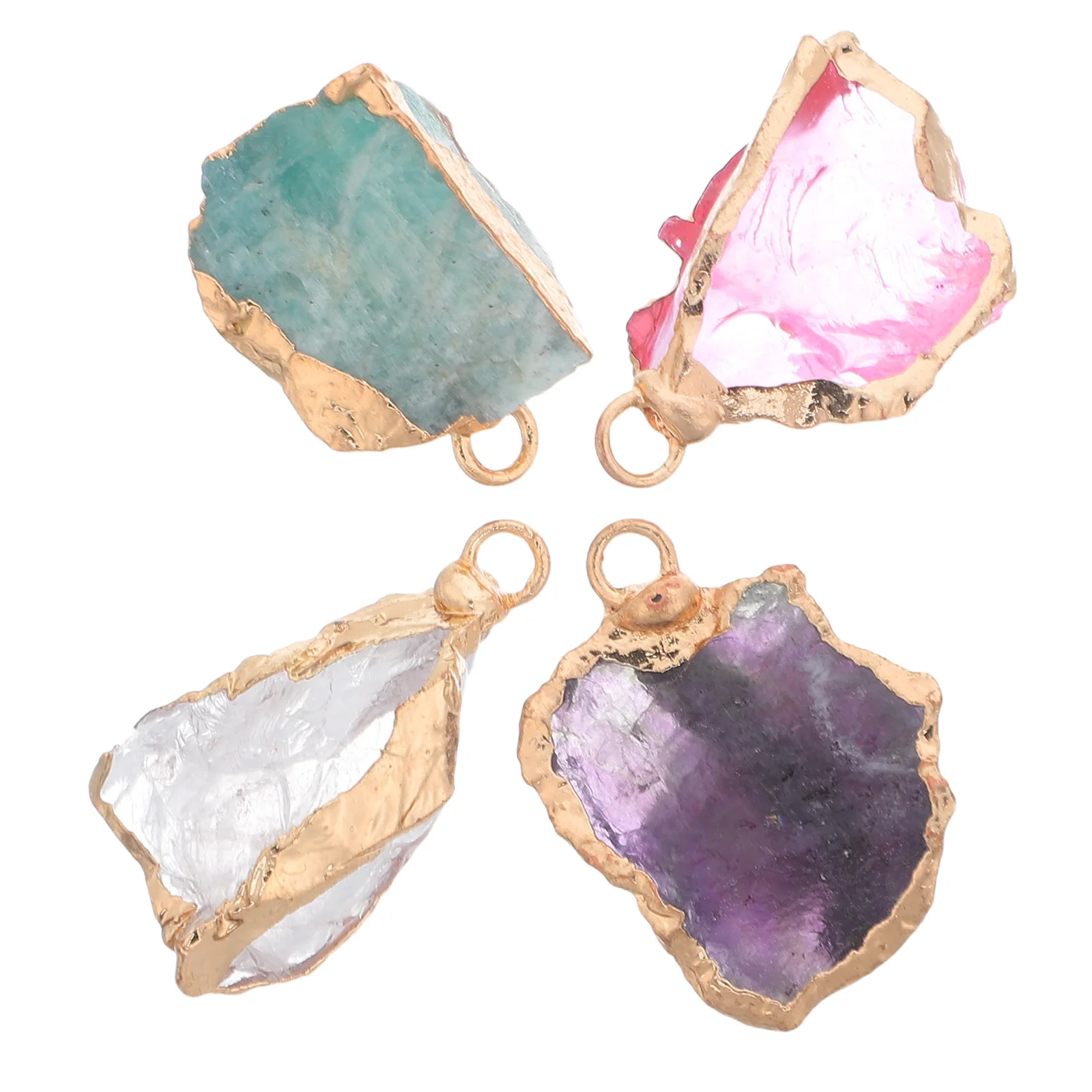 

4Pcs Crystal Pendants for DIY Jewelry Crafting Natural Stone Charms Unique Irregular Design for Necklaces Earrings and