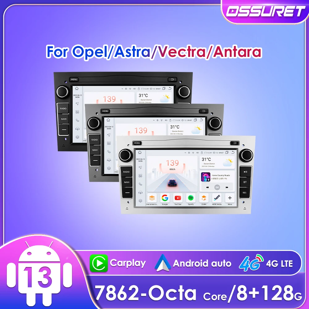 2 Din Android 12 Carplay Multimedia Headunit GPS Navi 4G NoDVD for Opel Astra H G J Vectra Antara Zafira B Corsa C Vivaro Meriva