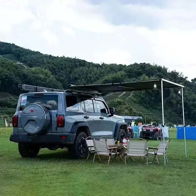 

Aluminum alloy shell off-road SUV outdoor car side tent sunshade canopy black rubber canopy side tent custom