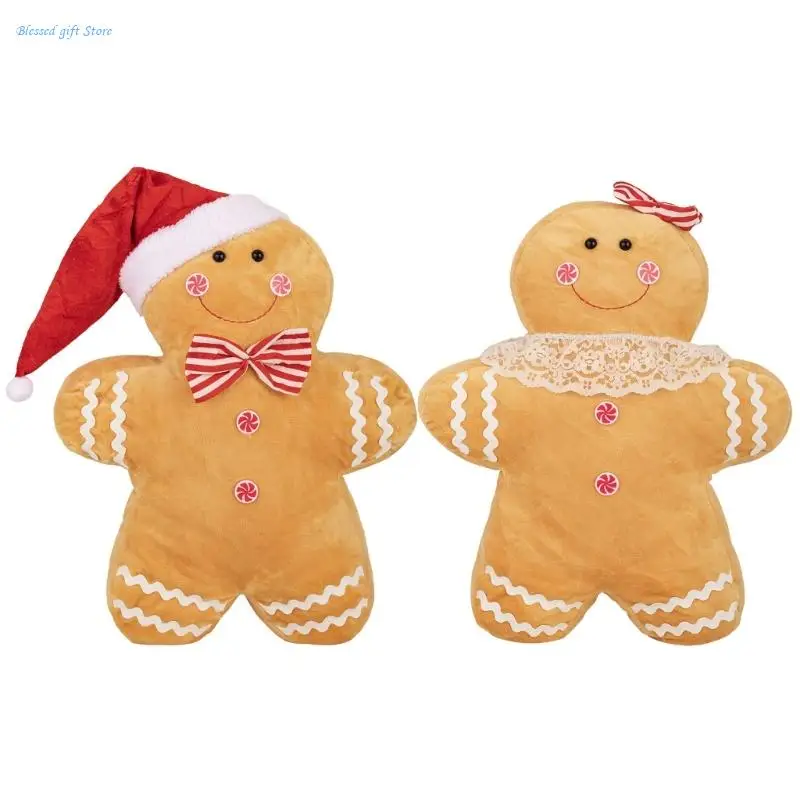 

Decorative Christmas Gingerbreadman Pillow with Removable Cover for Festival