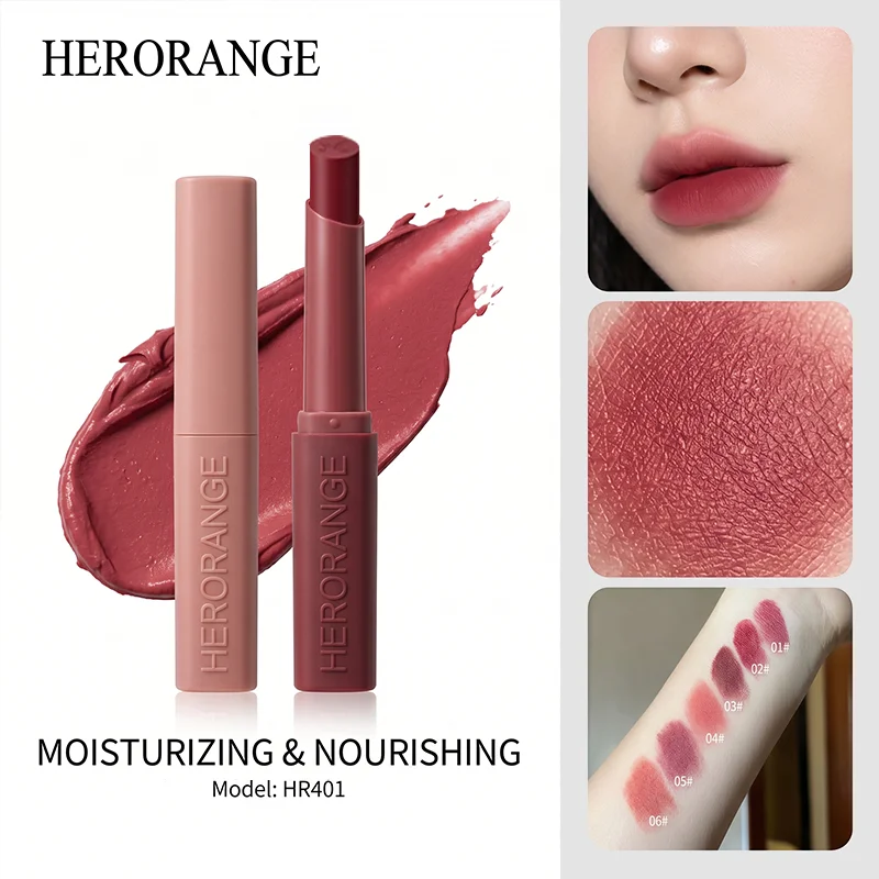 Herorange Rich Velvet Matte Slim Lipstick Nicht trocknend, transferfest, hellt den Hautton auf, für den täglichen Gebrauch, für den Alltag, für Dates